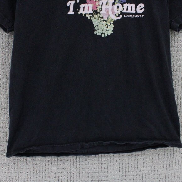 Locals Only Shirt Mens Black Short Sleeve Crewneck Floral Graphic Logo Large L - Picture 4 of 9